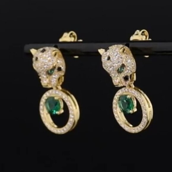 Neiman Marcus 925 Sterling Silver Jaguar Crystal Earrings - Picture 4 of 5